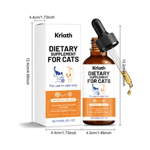 Kriath 60ml cat dietary supplement dropper bottle for hairball relief and digestive health