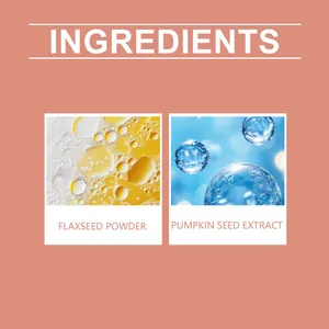 Detail view of cat skin care ingredients: flaxseed powder and pumpkin seed extract