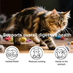 Detail of cat nutritional drops benefits for digestive health and hairball relief