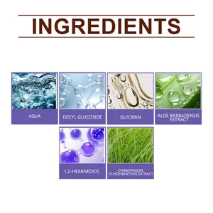 Makro-Detail der Inhaltsstoffe von Tiershampoo wie Aqua, Aloe Vera und Glycerinextrakt