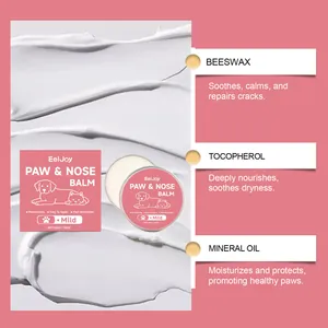 Détails des ingrédients du baume EelJoy pour pattes : cire d'abeille et vitamine E