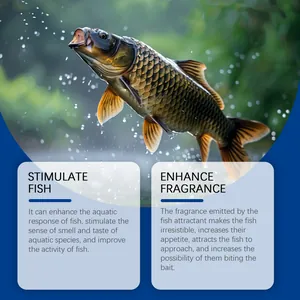 Détail montrant comment le spray d'appât liquide renforce l'odeur pour attirer les poissons.
