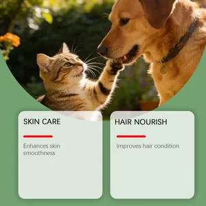Vista dettagliata dei benefici per la cura della pelle e del pelo di cane e gatto