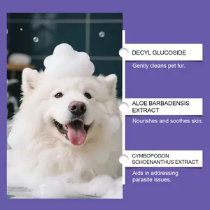 Detailansicht der Inhaltsstoffe von Hundeshampoo mit Aloe und Zitronengrasextrakt