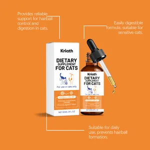 Kriath cat dietary supplement liquid for hairball relief and digestive health support