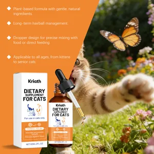 Kriath cat dietary supplement with dropper for hairball relief and digestive health