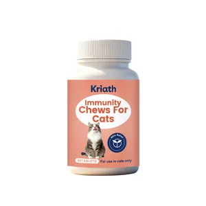 Kriath immunity chews for cat skin relief and health support, 60 tablets in a white bottle