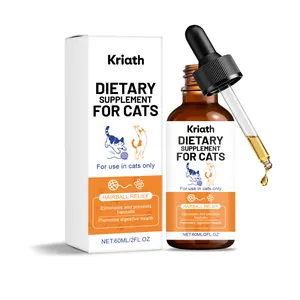 Kriath dietary supplement for cats liquid drops for hairball relief and digestive health 60ml