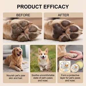 Comparaison de la patte de chien avant et après l'application du baume hydratant pour les pattes