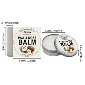Dimensions du baume EELJOY pour pattes et truffe avec pot d'huile de coco de 15g et boîte