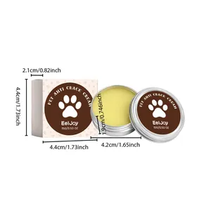 Vista detallada del bálsamo EelJoy para patas de mascotas con sus dimensiones.