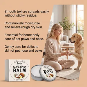 Baume naturel à l'huile de coco pour pattes et nez d'animaux, hydratant, vue détaillée.