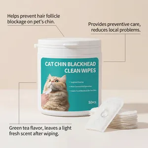 Professional disposable cat chin blackhead cleaning finger wipes with fresh green tea scent