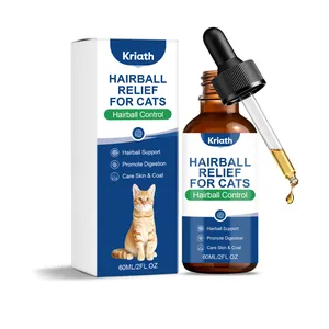 Kriath cat hairball relief dropper with packaging box and 60ml liquid bottle