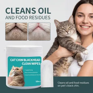 Detail view of cat chin blackhead cleaning wipes with before and after macro comparison