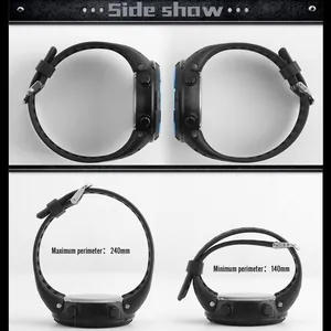 Detailed view showing the adjustable sports watch strap perimeters from 140mm to 240mm
