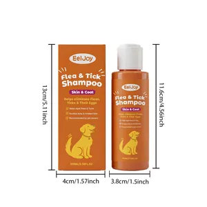 Especificaciones de tamaño detalladas del champú antipulgas EelJoy para perros, frasco 100ml