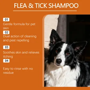 Champú suave contra pulgas y garrapatas para mascotas, limpieza profunda y alivio del picor