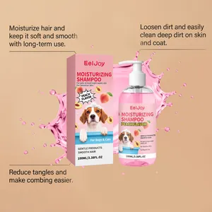 EelJoy vochtinbrengende huisdiershampoo met perzikgeur, 100ml fles en verpakking