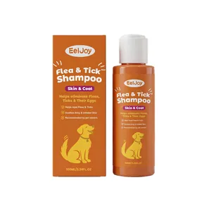 Champú profesional EELJOY antipulgas y garrapatas para mascotas en frasco naranja 100ml