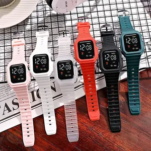 Selection of vibrant square LED digital wristwatches for school children and students