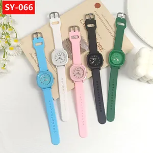 Fünf Farben minimalistischer Quarzuhren mit Silikonarmband im adretten Stil für Schülerinnen