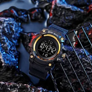 Men's waterproof digital sport watch with large multifunctional display for outdoors