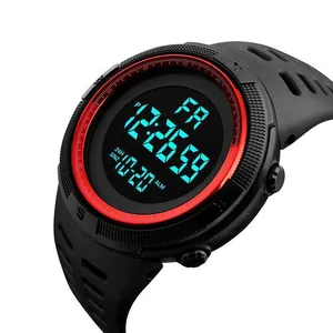 Macro detail of digital sports watch display showing time and date