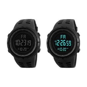 Professional men's waterproof digital sports watch with alarm and luminous dual display