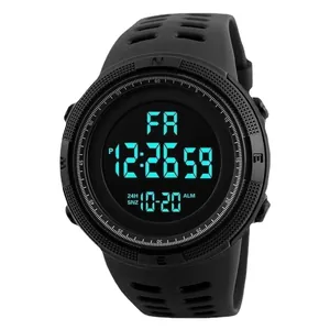 Sport men's digital watch with large LED display and breathable silicone strap for daily use