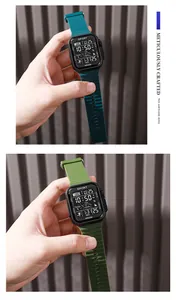 Detail view of waterproof digital sports watch with stylish teal and green silicone straps