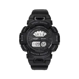 Montre de sport numérique noire multifonction avec chronomètre et étanchéité