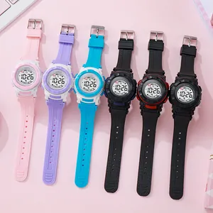 Montre de Sport Numérique pour Enfants et Étudiants Montre Électronique Multifonctionnelle Lumineuse Avec Bracelet en Silicone Résistante à l'Eau
