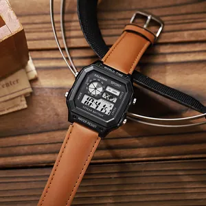 Reloj Electrónico Digital para Hombres Mujeres Hora Mundial Luminoso Alarma Impermeable Deporte Reloj de Pulsera Cuadrado Moda Estudiantes
