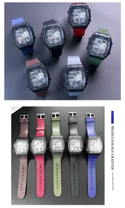 Colorful multifunctional square digital sports watches in various trendy styles