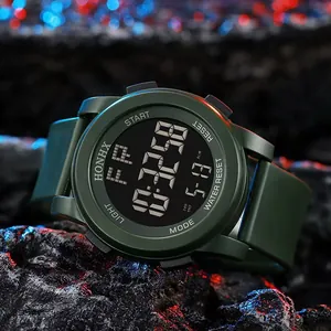 Army green multifunctional outdoor sports digital watch with large waterproof dial