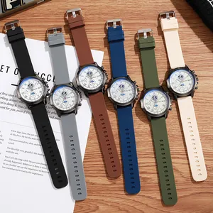 Relojes de cuarzo multifuncionales para hombre con correas de silicona