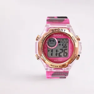Reloj Deportivo Digital para Niñas Reloj Electrónico Luminoso Impermeable con Alarma Correa de TPU de Camuflaje Reloj de Pulsera Escolar