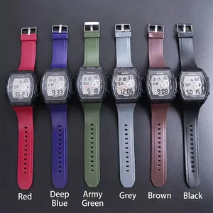 Multi-functional square digital sports watch for kids in six vibrant colors