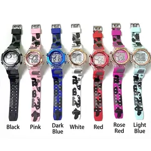 Relojes deportivos digitales impermeables para niños con pantalla luminosa y camuflaje