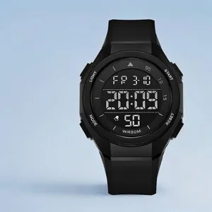 Men Sport Digital Watch Waterproof LED Backlight Multi Function Large Dial Outdoor Hiking Wristwatch Casual Plastic Wrist Watch