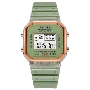 Reloj Deportivo Digital para Mujer Retro Cuadrado Retroiluminación LED Impermeabile Alarma Cronógrafo Reloj Electrónico