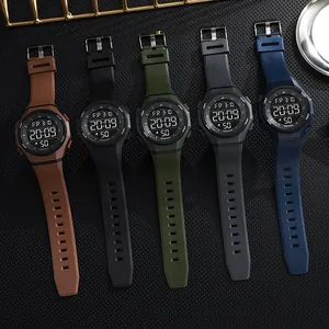 Multi-functional waterproof sports digital watch for men in five colors and acrylic mirror