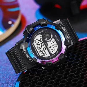 Multifunctional round digital sports watch with waterproof design for outdoor activities