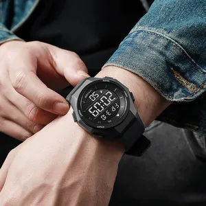 Men's outdoor digital sports watch with large dial and waterproof luminous display