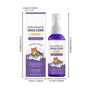 Detailed dimensions of 50ml pet oral care spray for dogs and cats for fresh breath