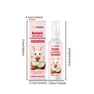 Dimensiones del spray desenredante y acondicionador para conejos de 100 ml con fresa