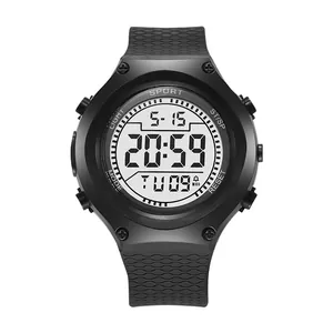 Montre de sport numérique noire minimaliste avec calendrier et affichage de la semaine