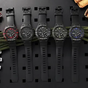 Water-resistant multifunctional men's sports digital watches with durable PU straps