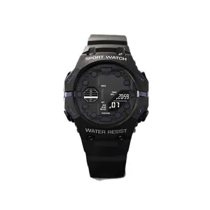 Multi-functional black digital sports watch for men with WR30M water resistance feature